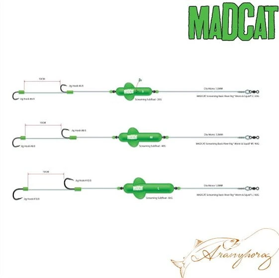 MadCat Screaming Basic River Rig Worm And Squid 160cm 20g